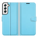 For Samsung S22 Litchi Texture Horizontal Flip Protective Case with Holder & Card Slots & Wallet(Blue)