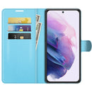 For Samsung S22 Litchi Texture Horizontal Flip Protective Case with Holder & Card Slots & Wallet(Blue)