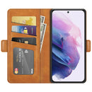 For Samsung Galaxy S22 5G Dual-side Magnetic Buckle Horizontal Flip Leather Case with Holder & Card Slots & Wallet(Yellow)