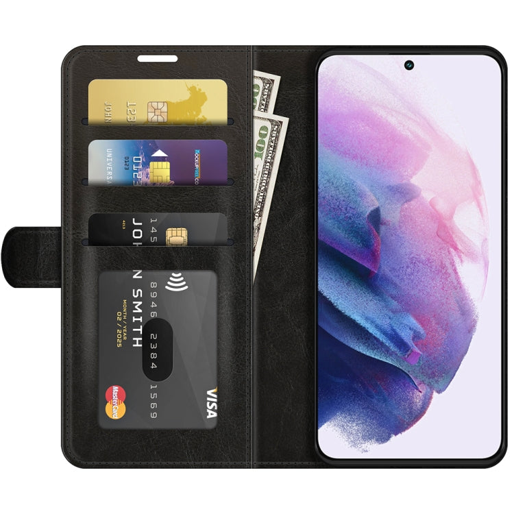 For Samsung Galaxy S22 5G R64 Texture Single Horizontal Flip Protective Case with Holder & Card Slots & Wallet& Photo Frame(Black)