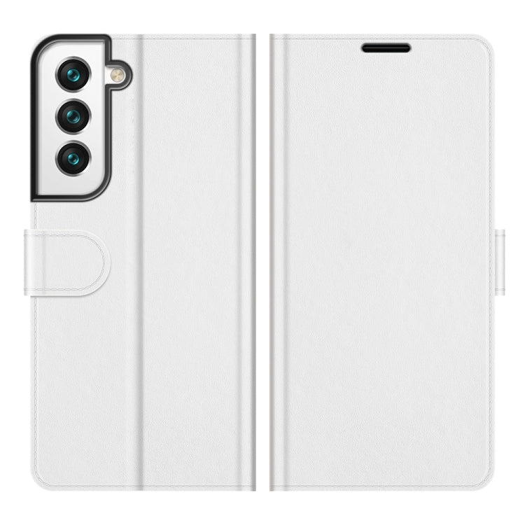 For Samsung Galaxy S22 5G R64 Texture Single Horizontal Flip Protective Case with Holder & Card Slots & Wallet& Photo Frame(White)