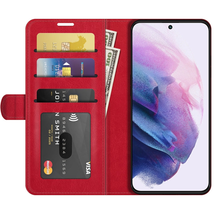 For Samsung Galaxy S22 5G R64 Texture Single Horizontal Flip Protective Case with Holder & Card Slots & Wallet& Photo Frame(Red)