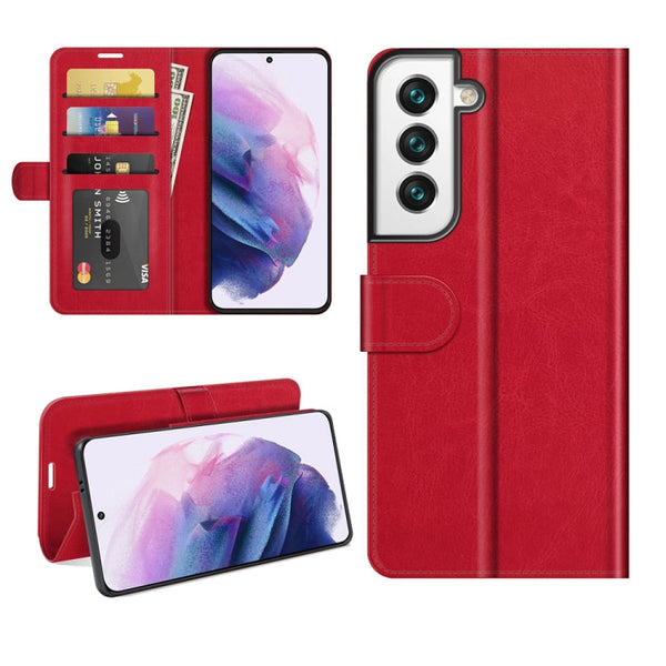 For Samsung Galaxy S22 5G R64 Texture Single Horizontal Flip Protective Case with Holder & Card Slots & Wallet& Photo Frame(Red)