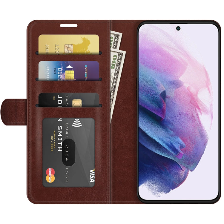 For Samsung Galaxy S22 5G R64 Texture Single Horizontal Flip Protective Case with Holder & Card Slots & Wallet& Photo Frame(Brown)