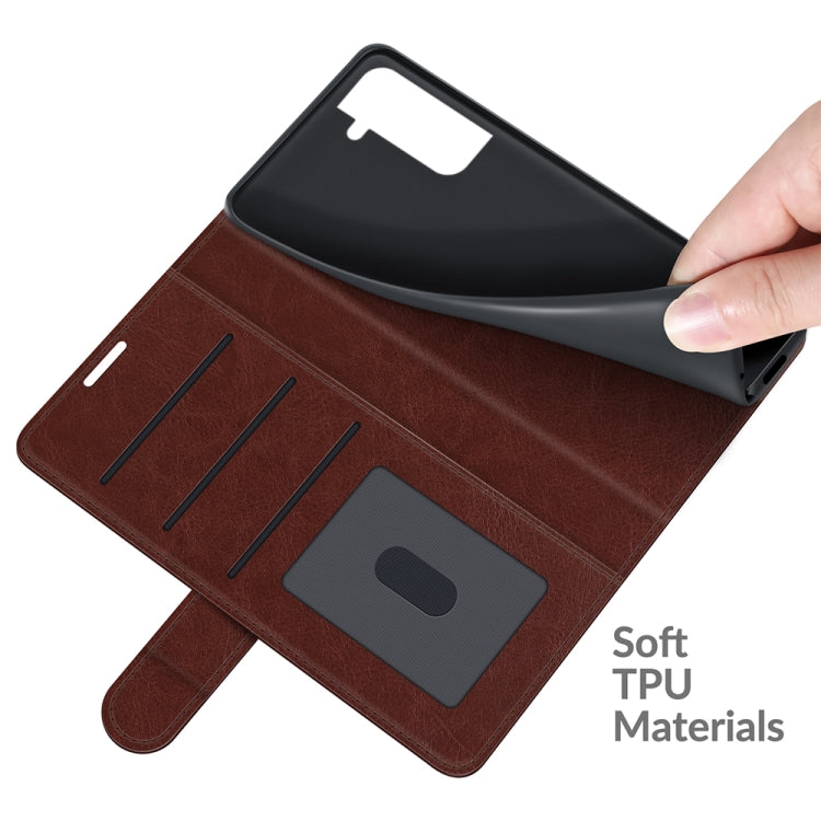 For Samsung Galaxy S22 5G R64 Texture Single Horizontal Flip Protective Case with Holder & Card Slots & Wallet& Photo Frame(Brown)