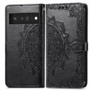 For Google Pixel 6 Mandala Embossing Pattern Horizontal Flip Leather Case with Holder & Card Slots & Wallet & Lanyard(Black)