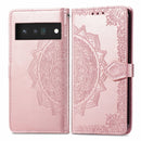 For Google Pixel 6 Mandala Embossing Pattern Horizontal Flip Leather Case with Holder & Card Slots & Wallet & Lanyard(Rose Gold)