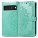 For Google Pixel 6 Mandala Embossing Pattern Horizontal Flip Leather Case with Holder & Card Slots & Wallet & Lanyard(Green)