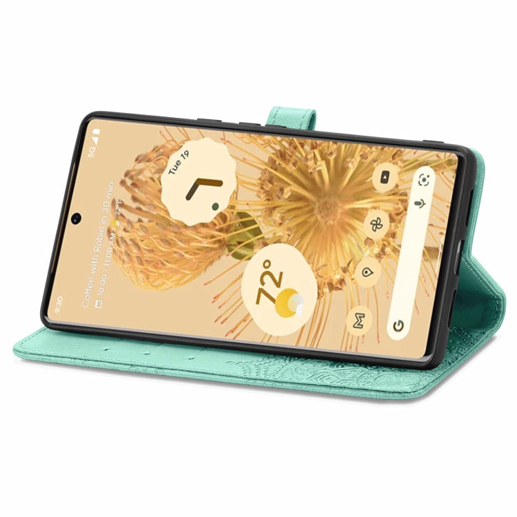 For Google Pixel 6 Mandala Embossing Pattern Horizontal Flip Leather Case with Holder & Card Slots & Wallet & Lanyard(Green)