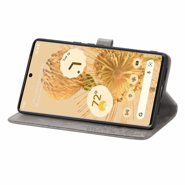 For Google Pixel 6 Mandala Embossing Pattern Horizontal Flip Leather Case with Holder & Card Slots & Wallet & Lanyard(Gray)