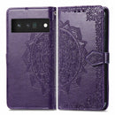 For Google Pixel 6 Mandala Embossing Pattern Horizontal Flip Leather Case with Holder & Card Slots & Wallet & Lanyard(Purple)