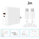 A6 65W QC 3.0 USB + PD USB-C / Type-C Dual Fast Charging Laptop Adapter + 2m USB-C / Type-C to USB-C / Type-C Data Cable Set for MacBook Series, US Plug + EU Plug + AU Plug + UK Plug