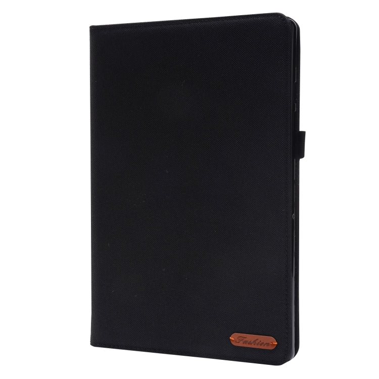 For Samsung Galaxy Tab A8 10.5 2021 Horizontal Flip Fabric PU Leather Tablet Case with Card Slots & Holder(Black)