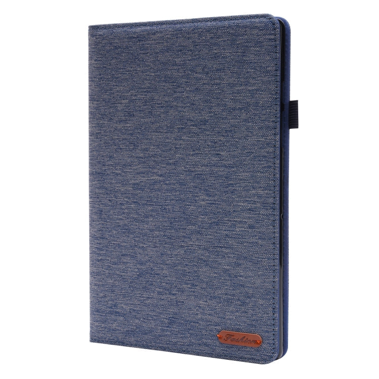 For Samsung Galaxy Tab A8 10.5 2021 Horizontal Flip Fabric PU Leather Tablet Case with Card Slots & Holder(Blue)