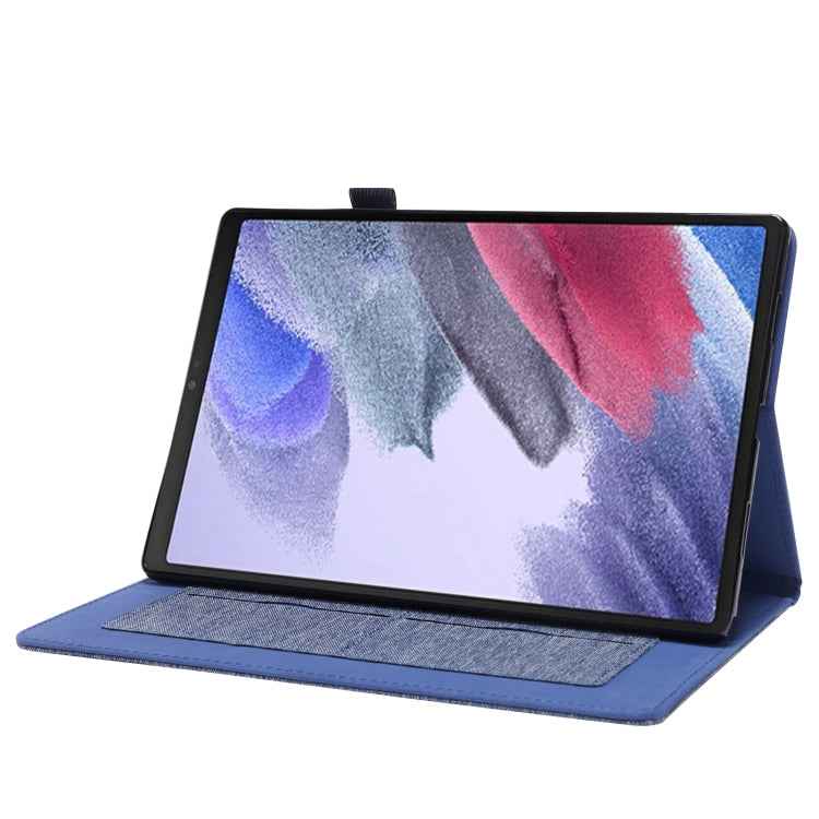 For Samsung Galaxy Tab A8 10.5 2021 Horizontal Flip Fabric PU Leather Tablet Case with Card Slots & Holder(Blue)