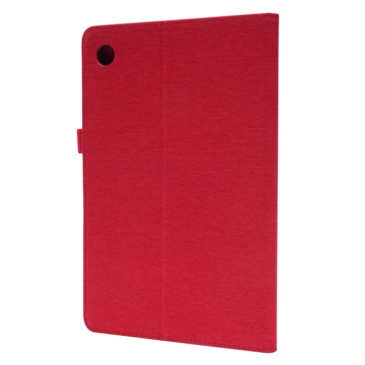For Samsung Galaxy Tab A8 10.5 2021 Horizontal Flip Fabric PU Leather Tablet Case with Card Slots & Holder(Red)