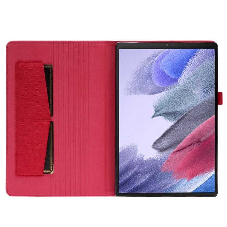For Samsung Galaxy Tab A8 10.5 2021 Horizontal Flip Fabric PU Leather Tablet Case with Card Slots & Holder(Red)
