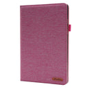 For Samsung Galaxy Tab A8 10.5 2021 Horizontal Flip Fabric PU Leather Tablet Case with Card Slots & Holder(Rose Red)