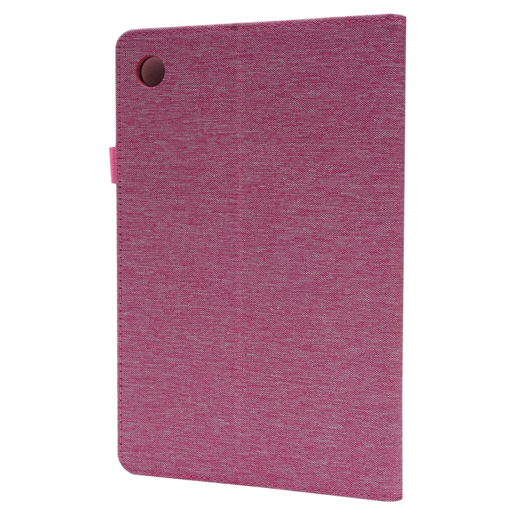 For Samsung Galaxy Tab A8 10.5 2021 Horizontal Flip Fabric PU Leather Tablet Case with Card Slots & Holder(Rose Red)
