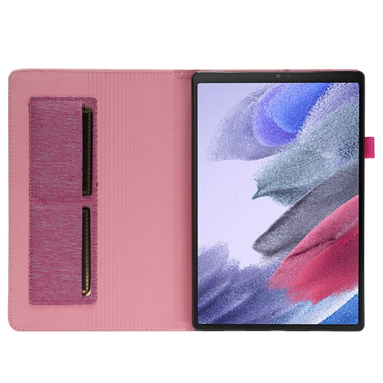For Samsung Galaxy Tab A8 10.5 2021 Horizontal Flip Fabric PU Leather Tablet Case with Card Slots & Holder(Rose Red)