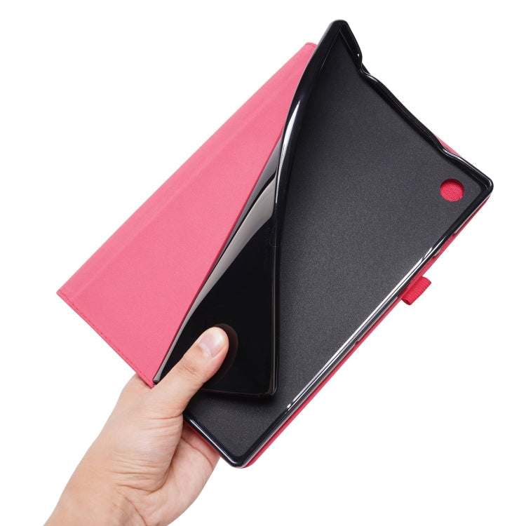 For Samsung Galaxy Tab A8 10.5 2021 Horizontal Flip Fabric PU Leather Tablet Case with Card Slots & Holder(Rose Red)