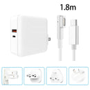 A6 PD 65W USB-C / Type-C + QC3.0 USB Laptop Adapter + 1.8m USB-C / Type-C to MagSafe 1 / L Data Cable Set for MacBook Series, US Plug + EU Plug + AU Plug + UK Plug