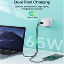 A6 PD 65W USB-C / Type-C + QC3.0 USB Laptop Adapter + 1.8m USB-C / Type-C to MagSafe 2 / T Data Cable Set for MacBook Series, US Plug + AU Plug