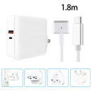 A6 PD 65W USB-C / Type-C + QC3.0 USB Laptop Adapter + 1.8m USB-C / Type-C to MagSafe 2 / T Data Cable Set for MacBook Series, US Plug + EU Plug + AU + UK Plug
