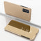 For Samsung Galaxy M52 5G Plated Mirror Horizontal Flip Leather Case with Holder(Gold)