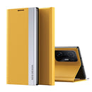 For Xiaomi Mi 11T / 11T Pro Side Electroplated Magnetic Ultra-Thin Horizontal Flip Leather Case with Holder(Yellow)