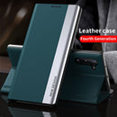For Xiaomi Mi 11T / 11T Pro Side Electroplated Magnetic Ultra-Thin Horizontal Flip Leather Case with Holder(Green)