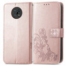 For Nokia G50 Four-leaf Clasp Embossed Leather Case with Lanyard & Card Slots & Wallet & Holder(Rose Gold)