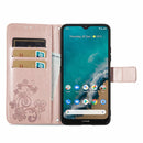 For Nokia G50 Four-leaf Clasp Embossed Leather Case with Lanyard & Card Slots & Wallet & Holder(Rose Gold)