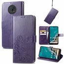 For Nokia G50 Four-leaf Clasp Embossed Leather Case with Lanyard & Card Slots & Wallet & Holder(Purple)