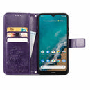 For Nokia G50 Four-leaf Clasp Embossed Leather Case with Lanyard & Card Slots & Wallet & Holder(Purple)
