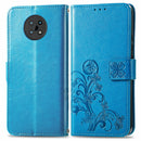 For Nokia G50 Four-leaf Clasp Embossed Leather Case with Lanyard & Card Slots & Wallet & Holder(Blue)