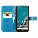 For Nokia G50 Four-leaf Clasp Embossed Leather Case with Lanyard & Card Slots & Wallet & Holder(Blue)