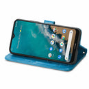 For Nokia G50 Four-leaf Clasp Embossed Leather Case with Lanyard & Card Slots & Wallet & Holder(Blue)
