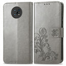 For Nokia G50 Four-leaf Clasp Embossed Leather Case with Lanyard & Card Slots & Wallet & Holder(Gray)