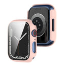 Shockproof PC Protective Case with Tempered Glass Film For Apple Watch Series 7 45mm(white)