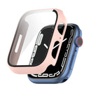Shockproof PC Protective Case with Tempered Glass Film For Apple Watch Series 7 41mm(pink)