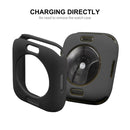 ENKAY Hat-Prince Protective TPU Watch Case + Full Coverage PET Screen Protector Film for Apple Watch Series 7 45mm(Black)