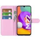 For Samsung Galaxy M22 Litchi Texture Horizontal Flip Protective Case with Holder & Card Slots & Wallet(Pink)