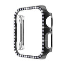 ENKAY Hat-Prince Electroplate PC Diamond Watch Case + Full Coverage Curved PET Screen Protector Film For Apple Watch Series 7 45mm(Black)