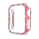 ENKAY Hat-Prince Electroplate PC Diamond Watch Case + Full Coverage Curved PET Screen Protector Film For Apple Watch Series 7 41mm(Pink)