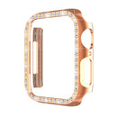 ENKAY Hat-Prince Electroplate PC Diamond Watch Case + Full Coverage Curved PET Screen Protector Film For Apple Watch Series 7 41mm(Rose Gold)