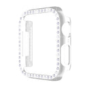 ENKAY Hat-Prince Electroplate PC Diamond Watch Case + Full Coverage Curved PET Screen Protector Film For Apple Watch Series 7 41mm(Silver)