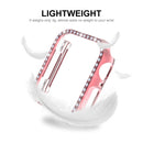 ENKAY Hat-Prince Electroplate PC Diamond Watch Case + Full Coverage Curved PET Screen Protector Film For Apple Watch Series 7 41mm(Pink)