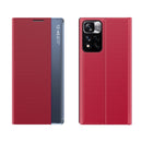 International Version For Xiaomi Redmi Note 11 Pro / Note 11 Pro+ Side Display Magnetic Plain Texture Cloth + PC Case with Holder(Red)