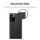 International Version For Xiaomi Redmi Note 11 Pro / Note 11 Pro+ Side Display Magnetic Plain Texture Cloth + PC Case with Holder(Black)